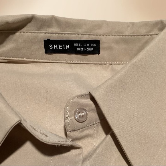 Shein Beige Button Up - Picture 3 of 3